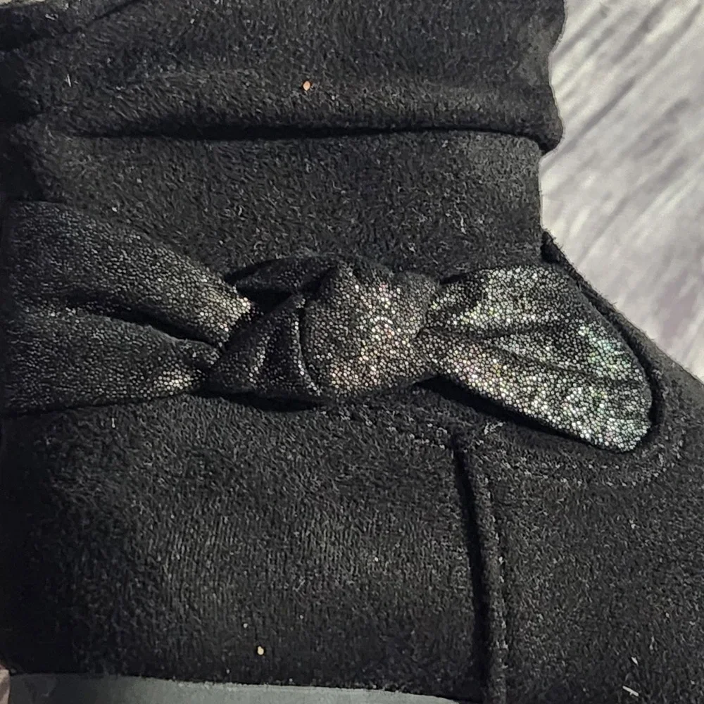 Wonder Nation Black Slouch Boots Glitter Bow Toddler Girls Size 7‎